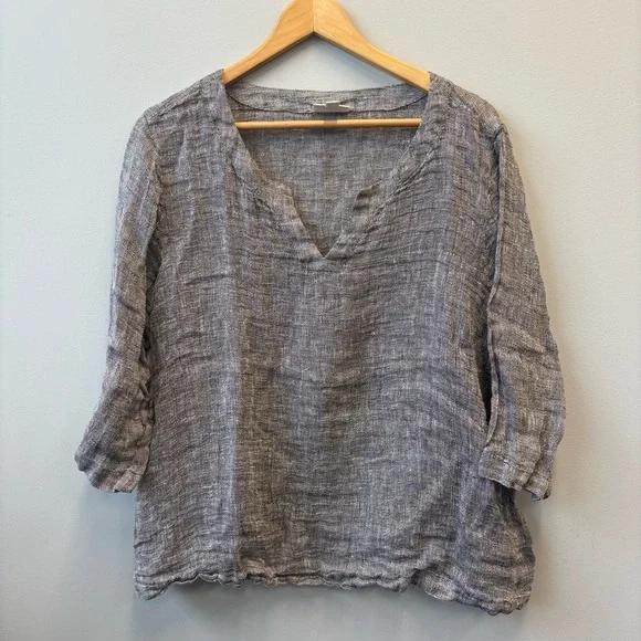 J Jill Purejill XLP Linen Top Loose Weave Boxy Blouse Gauzy - Picture 2 of 12